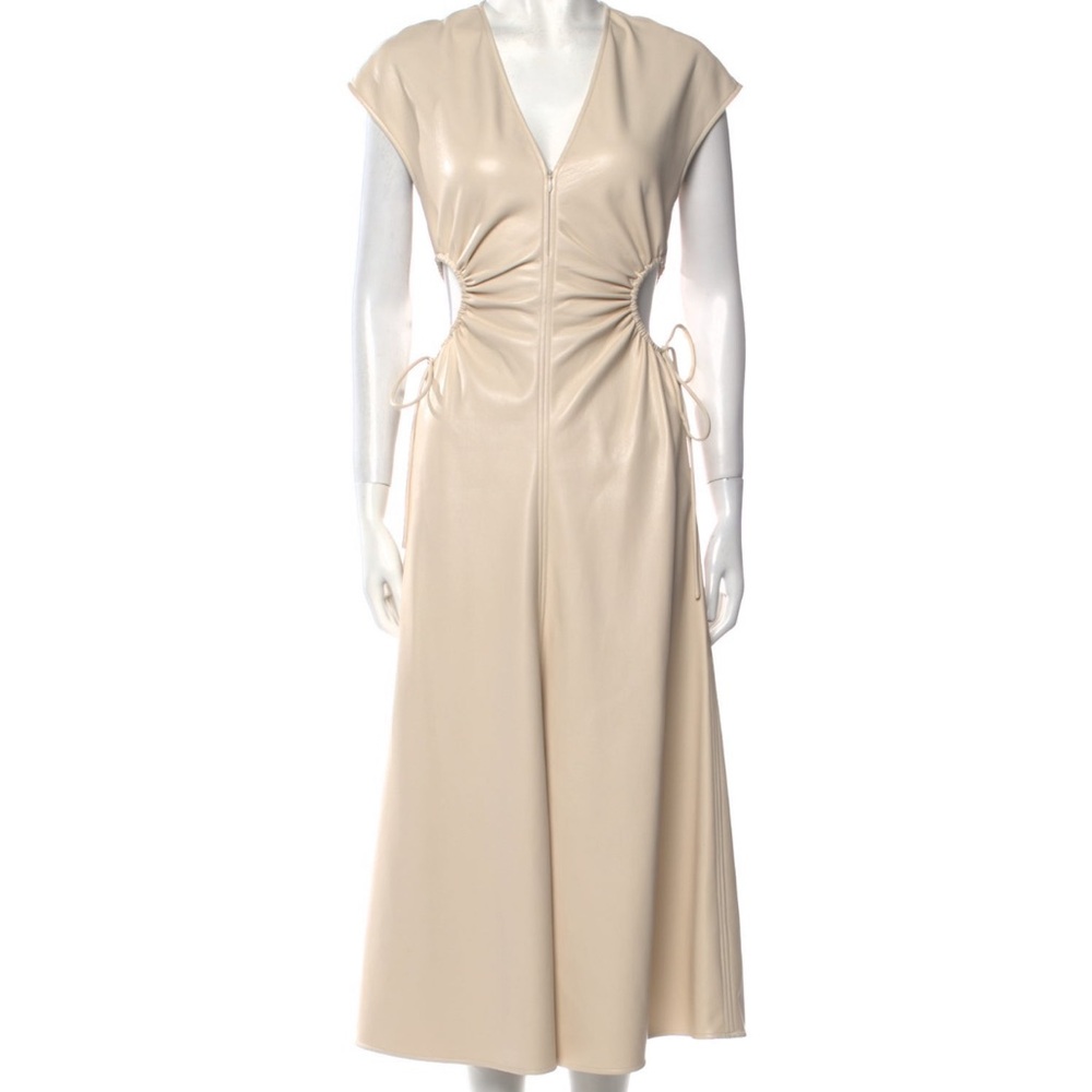 A.L.C. Cream Wrap Sundress with Ruched Waist and V-Neck
